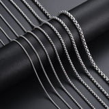 1 peça de aço inoxidável quadrado rolo corrente de aço inoxidável colar caixa redonda colar masculino feminino largura 2mm-5mm