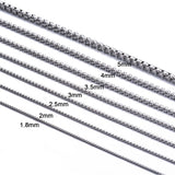 1 peça de aço inoxidável quadrado rolo corrente de aço inoxidável colar caixa redonda colar masculino feminino largura 2mm-5mm