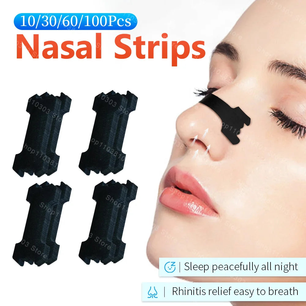 Tiras nasales para respirar fácilmente, 10/30/100 unidades, para dormir mejor, no invasivas, antirronquidos para adultos y niños. 