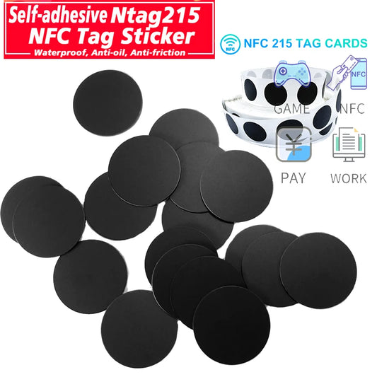 10/50/100pcs RFID NFC NTG215 Tags Black Sticker 13.56MHz NFC 215 Adhesive Labels 25mm 504 Bytes NFC Personal Automation NFC215 