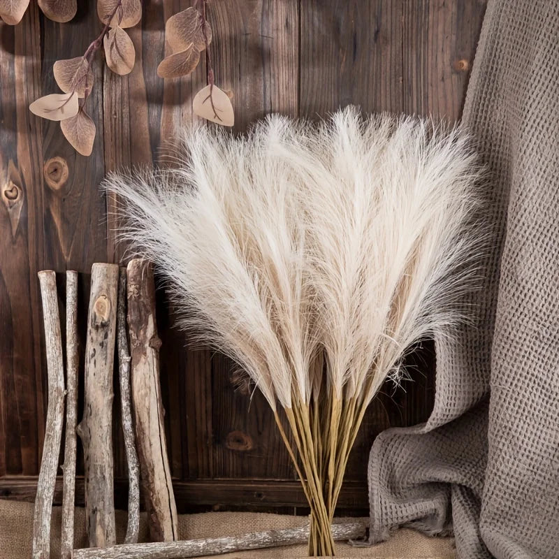 10pcs Fake Pampas Grass, Pampas Grass for Floor Vase, Tall Pampas Grass Decor for Vase Fillers, Boho Rustic Farmhouse Home Decor 