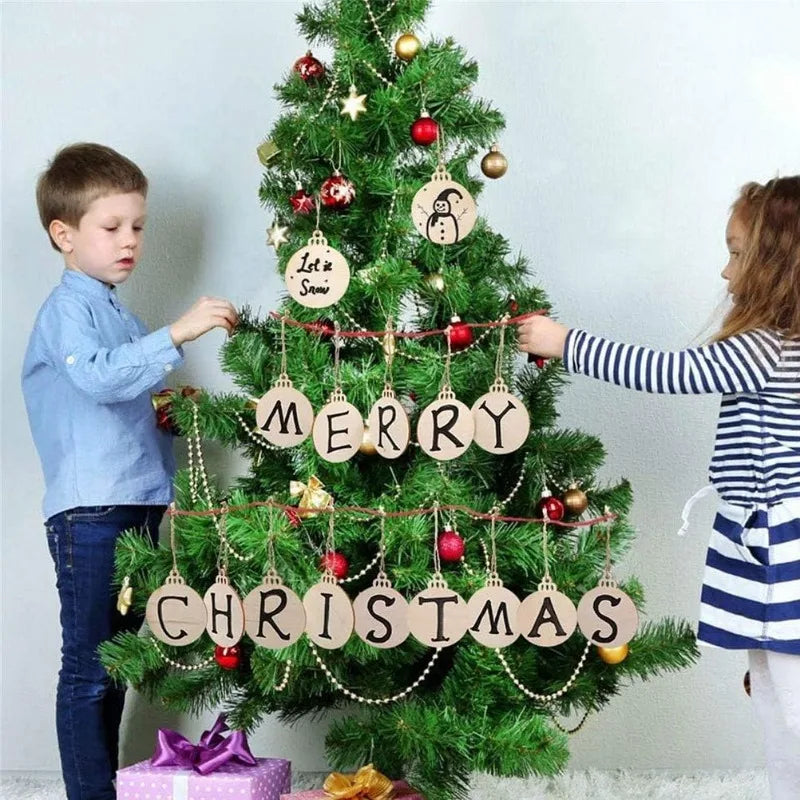 10 rodajas de madera pretaladradas sin terminar, discos redondos lisos con hilo natural, para manualidades y decoración de fiestas navideñas. 