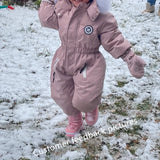Girls' Boys' Outdoor Ski Suits Baby Winter Warm Hooded Jumpsuit with Zipper Pockets Outerwear Coat Overalls