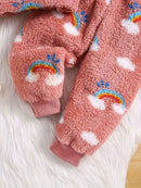 Baby Girls Fashion Autumn Winter Thick Flannel Suit, Comfy & Cute Top + Pants 2pcs Children's Warm New Two-piece Clothing