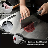 Tabla de cortar de titanio premium: acero inoxidable de doble cara y apto para uso alimentario, ideal para cocina y comedor.