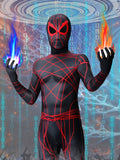 Mono de héroe enmascarado de imitación con estampado de rayas para niño, perfecto para cumpleaños, Halloween y fiestas de carnaval, juegos y actuaciones.