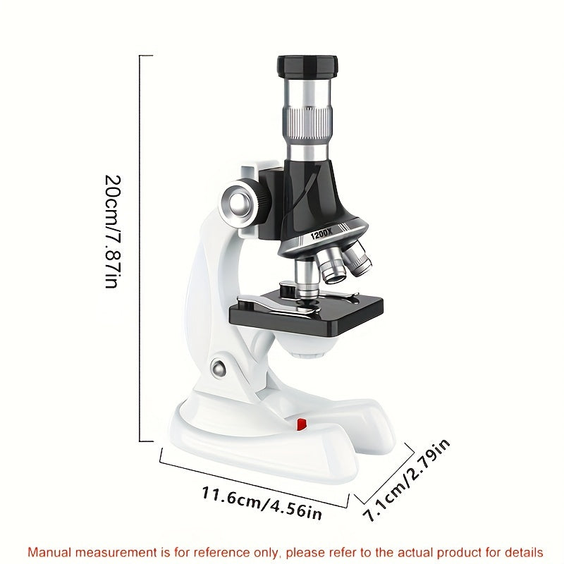 High-Definition Educational Microscope for Youngsters - 1200x Magnification, Triple Zoom Levels (100x/600x/1200x), Includes Slides &amp; Accessories, Perfect for Science Exploration &amp; Early Learning
