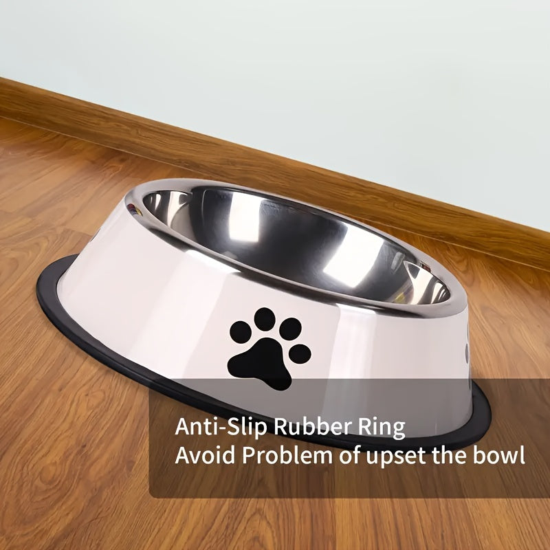 Premium Stainless Steel Pet Bowl - Non-Slip, Easy To Clean, Perfect For Dog And Cat Food And Water, Available In Three Sizes