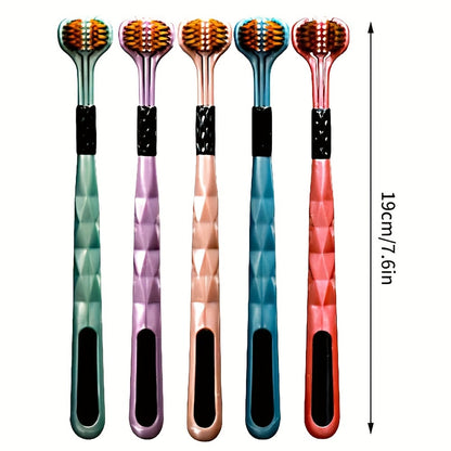5pcs Ultra-Soft Triple-Sided Adult Toothbrushes - Hypoallergenic, Formaldehyde-Free with Nylon Bristles for Deep Cleaning & Fresh Breath, Ergonomic Design in Vibrant Colors