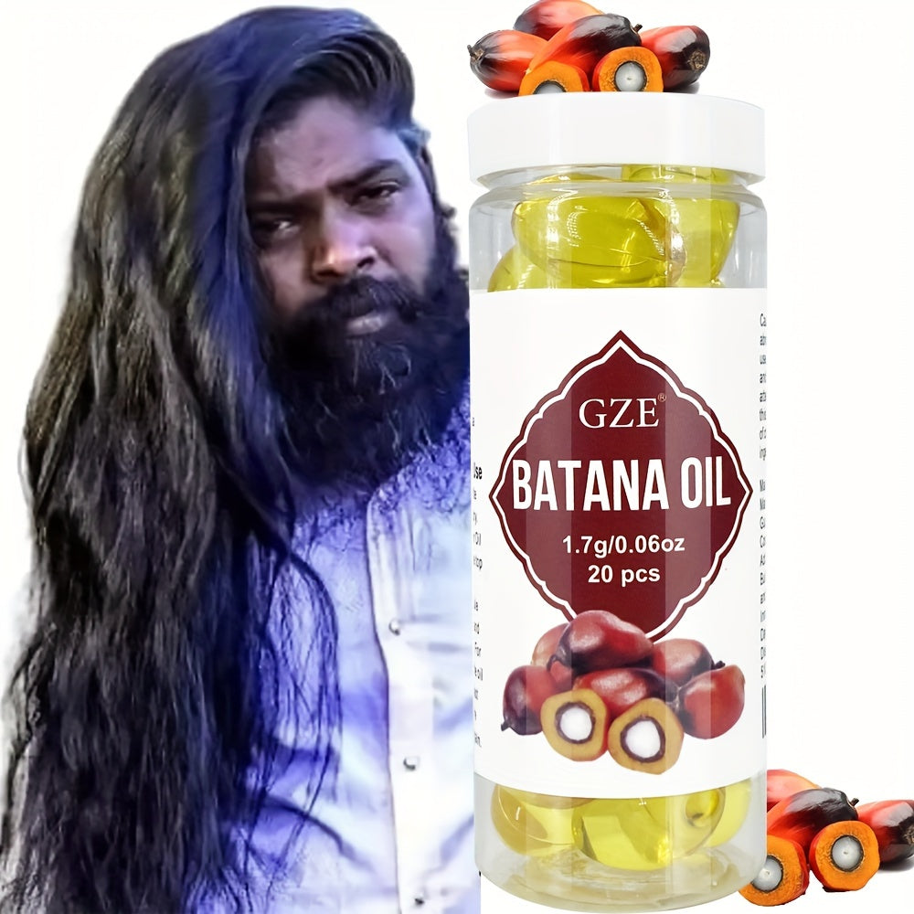 GZE Hair Batana Oil Capsules - Cold-Pressed and Unrefined Oil for Hair, Fortifies Weak and Dry Hair - Non-Greasy Formula Enriched with Antioxidant Vitamins - 20 Capsules