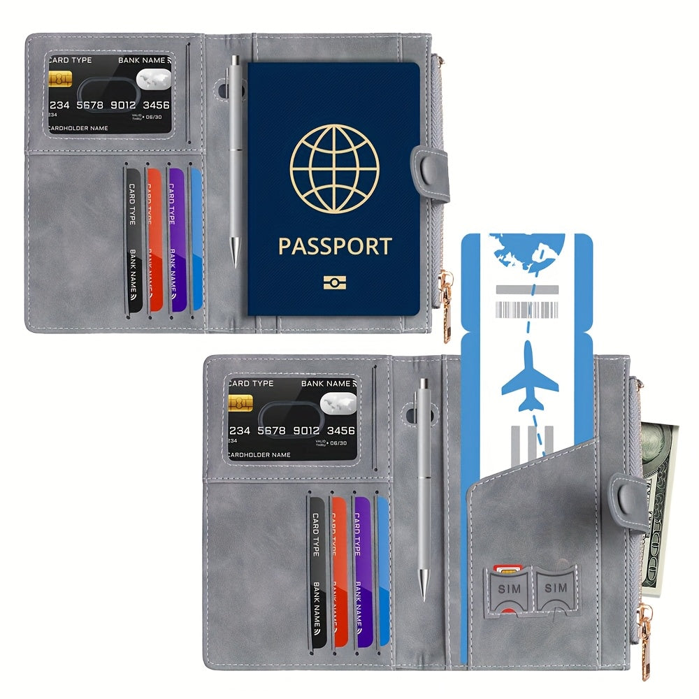 Cartera de viaje antirrobo RFID de moda: espaciosa y segura, con cierre de cremallera. Ideal para pasaporte, tarjetas bancarias, tarjetas de crédito, fotos, DNI, tarjetas SIM y cambio. Ideal para salir, regalar y para personas con problemas.