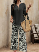 Spring-Summer Fashion Design Elegant Pullover Long Sleeve Top + Pants Set