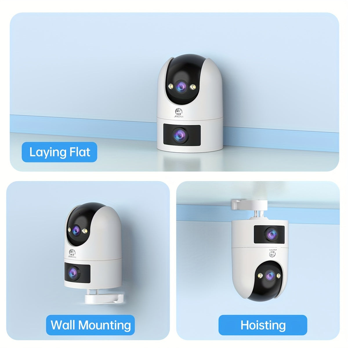 JOOAN 4K Outdoor Dual Lens PTZ WiFi Camera, 5G Compatible, Wall Hanging, 1296p Video, Two-Way Audio, HD Resolution, Application Control, Audio & Motion Alerts, Color Display, USB Power, without Battery, for Security Monitorin