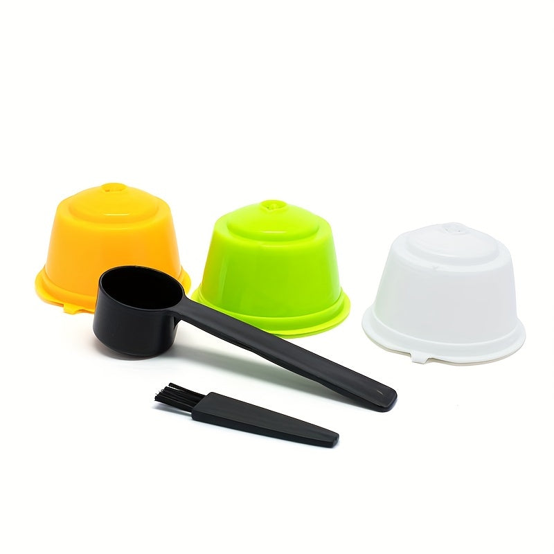 3Pcs Fit For Dolce Gusto Coffee Filter Cup Reusable Coffee Capsule Filters For With Spoon Brush