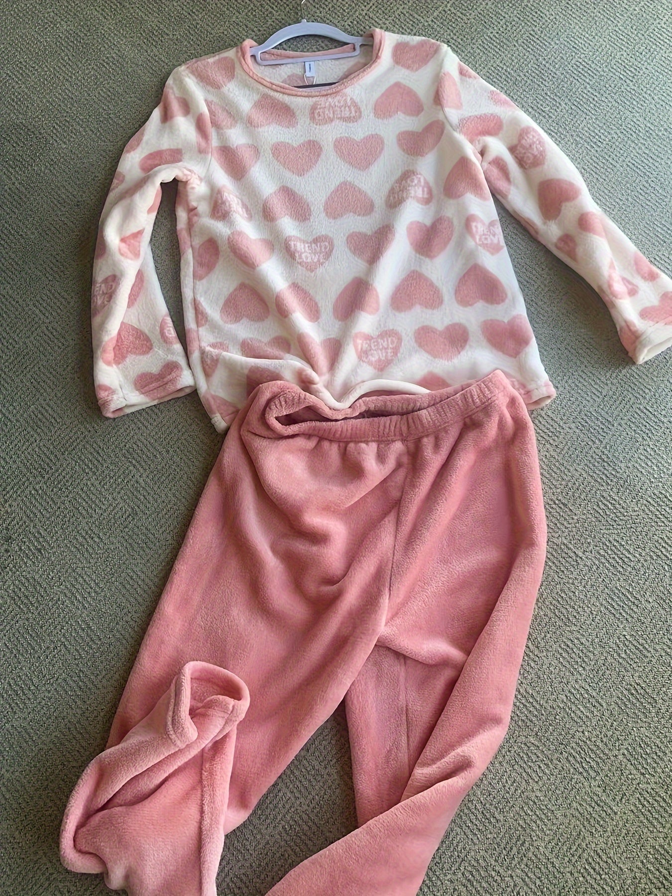 Women'S Polyester 100% Knit Pajama Sets - Casual Crew Neck Long Sleeve Top and Pants with Pattern Detail, Cozy Flannel Loungewear for Fall/Winter