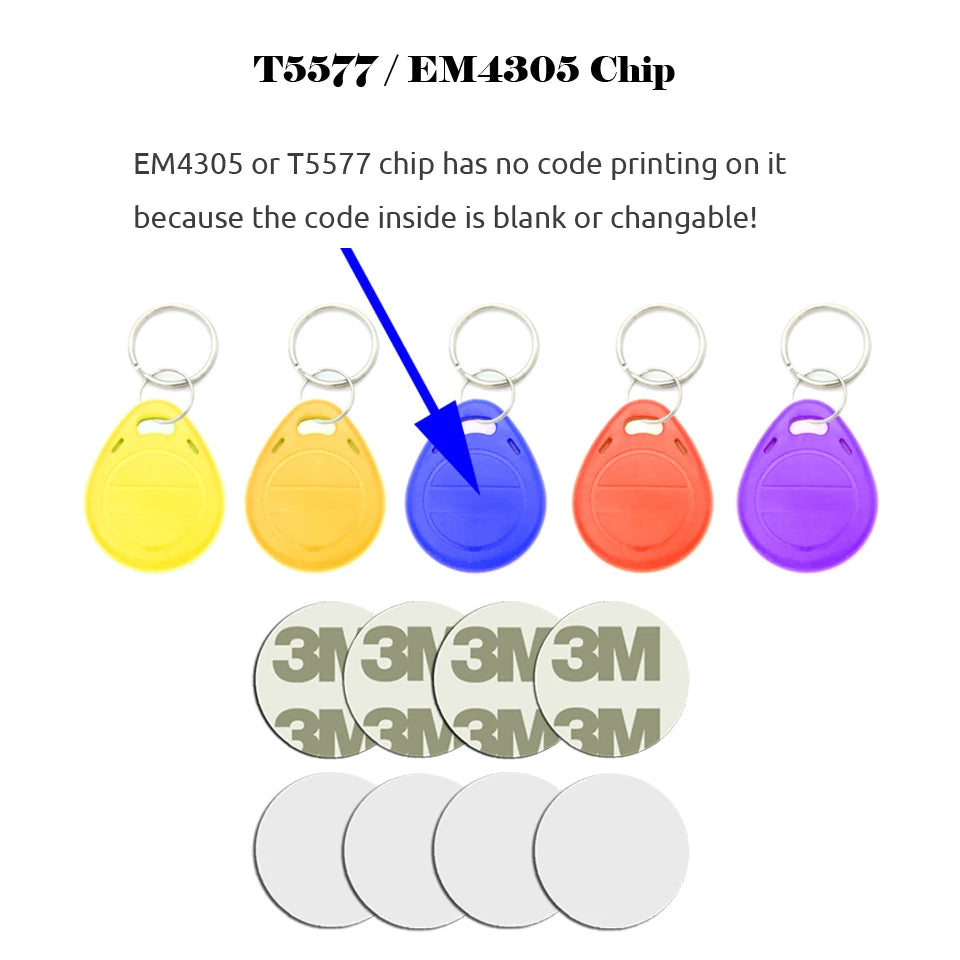 12 pces rfid 125 khz em4305 t5577 em branco chave tag chip anel cartões de moeda tag keytag cópia regravável reescrever duplicado 125 khz