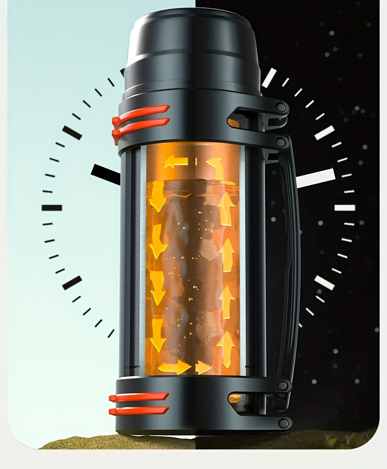 NRMEI Large Stainless Steel Insulated Water Bottle - 1L/2L/3L Capacity, Portable & Durable for Outdoor Activities, Travel, and Construction Sites