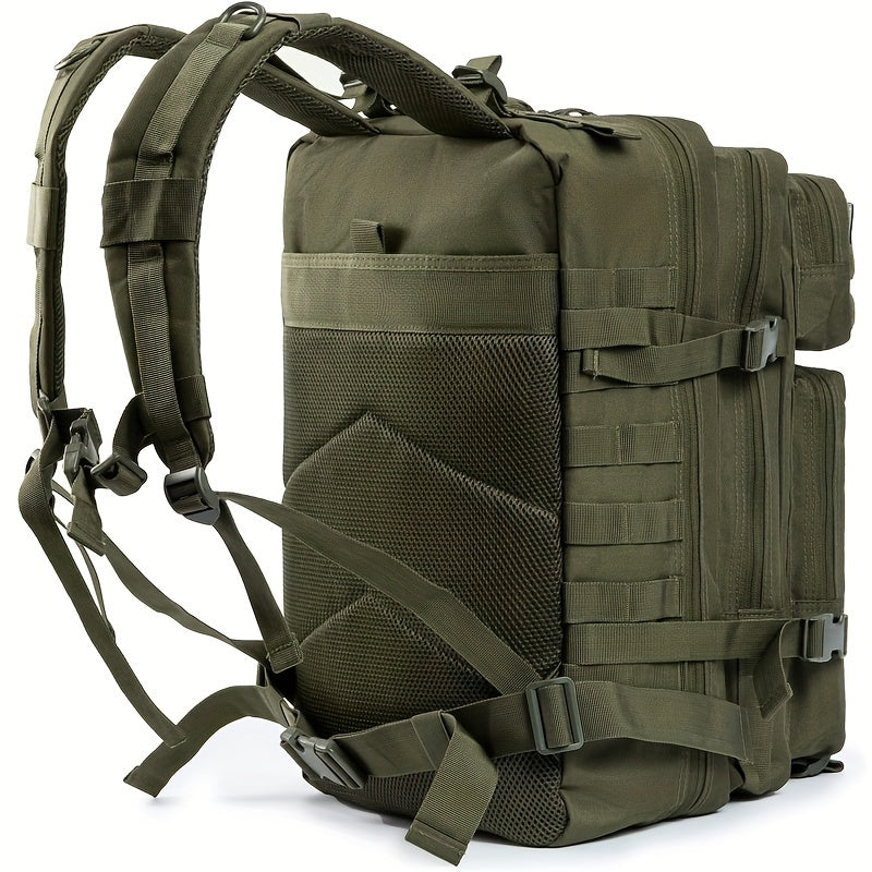 45L Tactical Backpack - Water-Resistant Oxford Fabric, Zip Closure, Ideal For Hiking, Trekking & Fishing