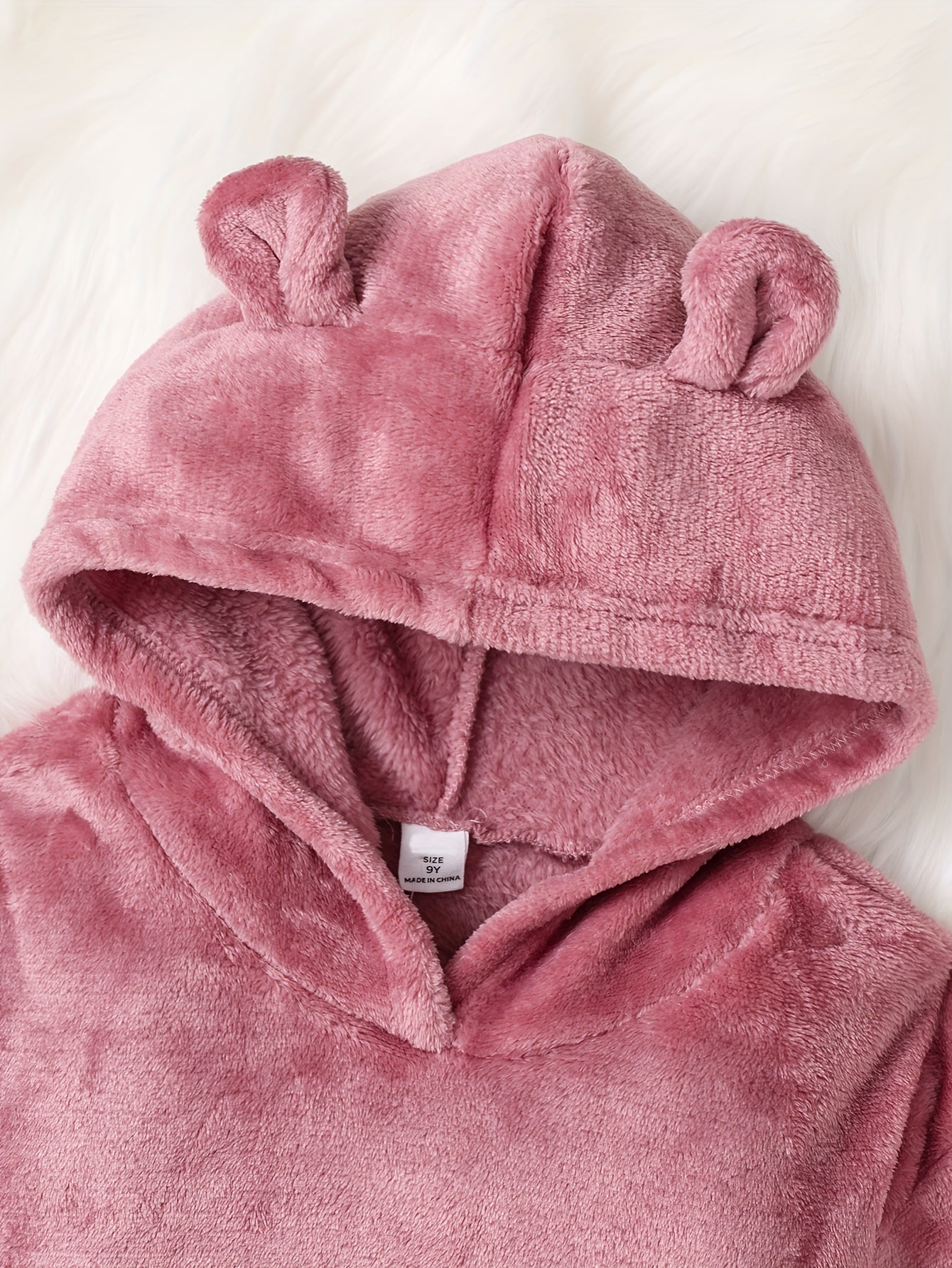 2 Pcs Girl's Cute Animal Ear Design Plus Velvet Thickened Clothing Sets, Warm Hooded Long Sleeve & Long Pants Set, Daily Outdoor Outfits For Autumn And Winter