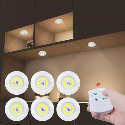 Dimmable LED Under Cabinet Lighting Kit with Remote Control - 6500K Cool White Light, Battery-Powered, Perfect for Closets & Kitchens (Batteries Not Included)