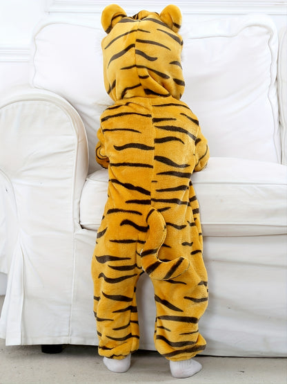 Lindo disfraz de tigre bebé para Halloween: mono unisex con capucha para cosplay y calidez.