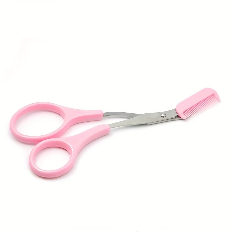 Tijera recortadora de cejas con peine para mujer y hombre, herramienta de maquillaje de acero inoxidable para depilación y modelado de cejas.
