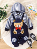 Body con capucha y estampado de dibujos animados de manga larga para bebés de 0 a 18 meses para invierno/otoño