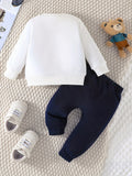 Conjunto de sudadera con estampado de osito para bebé, primavera y otoño, top de manga larga con cuello redondo y pantalón, ropa de exterior