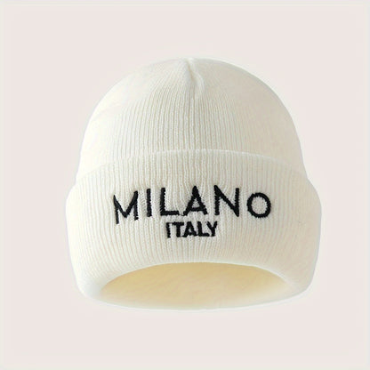 Milano Italy Embroidered Acrylic Skullies & Beanies for Women, 1 or 2-Pack - Elastic Lightweight Warm Knit Caps for Fall Winter Outdoor Activities