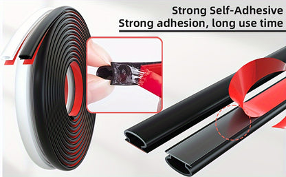 10-Foot Self-Adhesive Rubber Door Seal Strip - D-Shape Insulation & Soundproofing for Doors and Windows, Fits Gaps 1/10" to 4/17", Available in Black, White, Brown