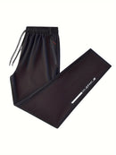 Men's Alphabet Print Activewear Sports Pants, Drawstring Quick Dry Athletic Trousers, Athletic Joggers For Men Summer Autumn Gym Fitness Workout