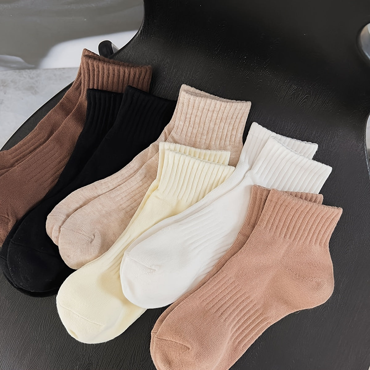 6 Pairs CozyFit Women's Winter Short Tube Socks - Soft Polyester Knit Sports Ankle Socks with Spandex, Solid Color, Comfortable Casual Daily Wear