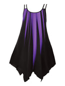 Plus Size Ombre Print Cami Dress, Vacation Style Asymmetrical Hem Sleeveless Crew Neck Dual Strap Dress For Spring & Summer, Women's Plus Size Clothing