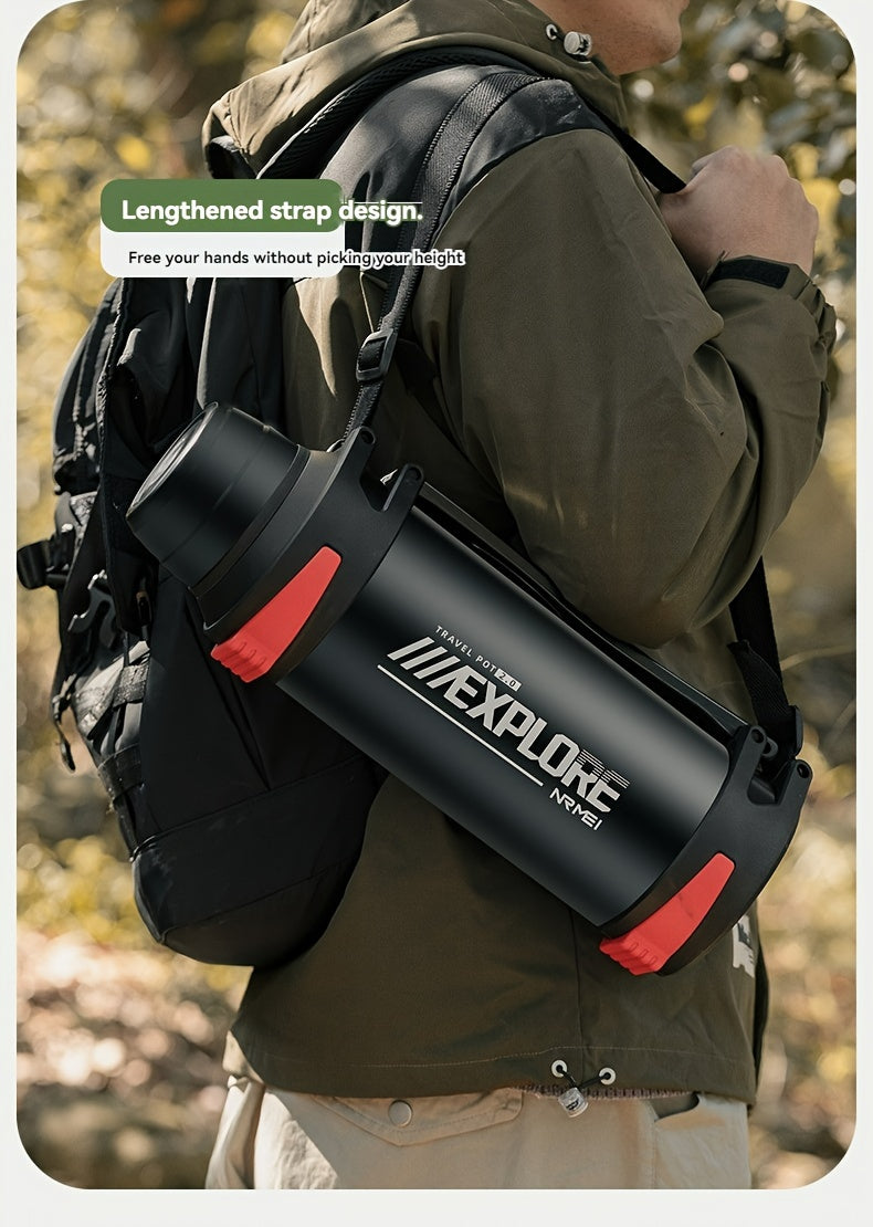 NRMEI Large Stainless Steel Insulated Water Bottle - 1L/2L/3L Capacity, Portable & Durable for Outdoor Activities, Travel, and Construction Sites