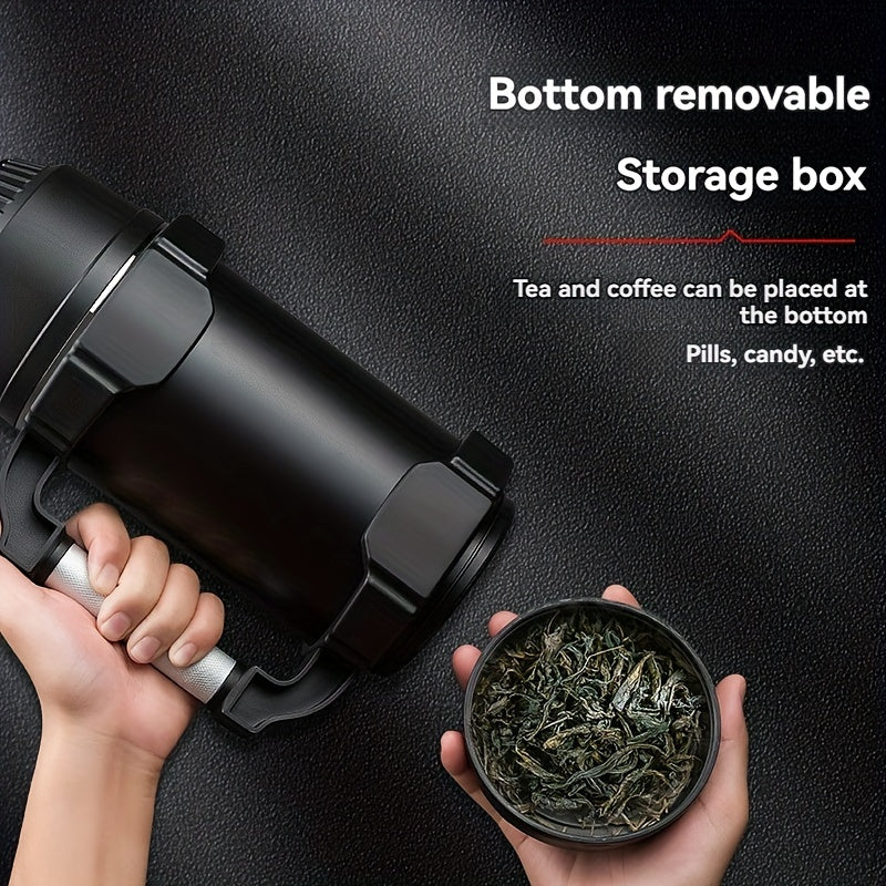 NRMEI Stainless Steel Travel Canteen – Large Capacity Portable Outdoor Vacuum Insulated Bottle with Tea Compartment, 60-Hour Heat Retention, 14+ Age Group Compatible, Dual 201 &amp; 304 Stainless Steel Construction