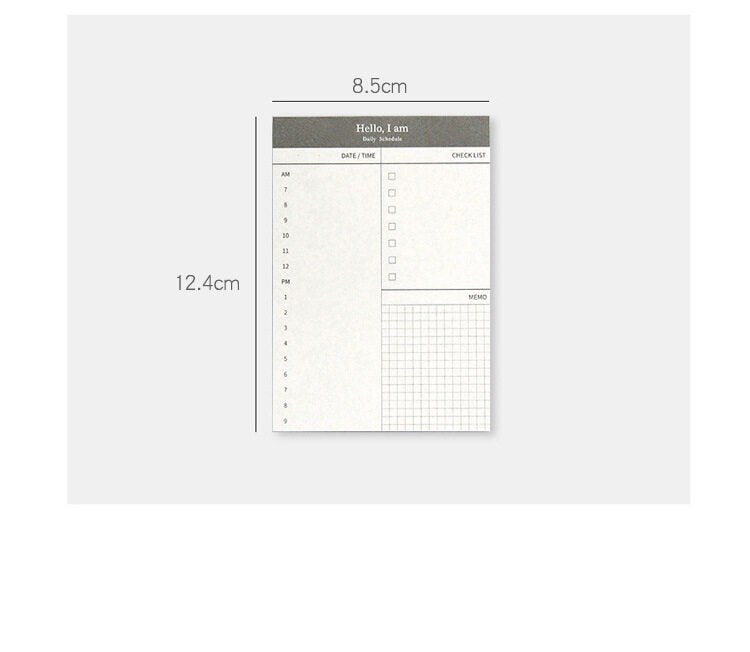 Mini daily checklist planner. Desk time schedule. Office/school notebook/planner. Stationery weekly planner.