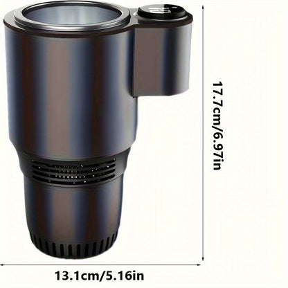 EFGHONG Smart Car Cup Cooler & Warmer - 2-in-1 Beverage Holder with One-Click Temperature Control, Portable for Bottles up to 18.6oz, Black, Fits Vehicle Cup Holders