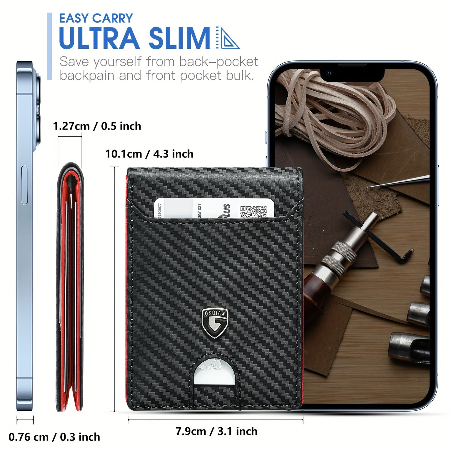 1pc Men's Ultra-thin Wallet, Simple Microfiber Rfid Blocking Double Folding Credit Card Holder