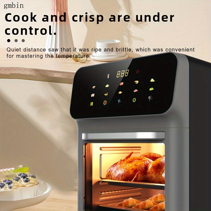 1pc Gmbin Electric Air Fryer Oven, 9L Large Capacity, 1350W Power, ABS Material, 220-240V European Standard Plug, Intelligent Multifunctional Fryer with Visible Cooking Window, No Deep Frying Required