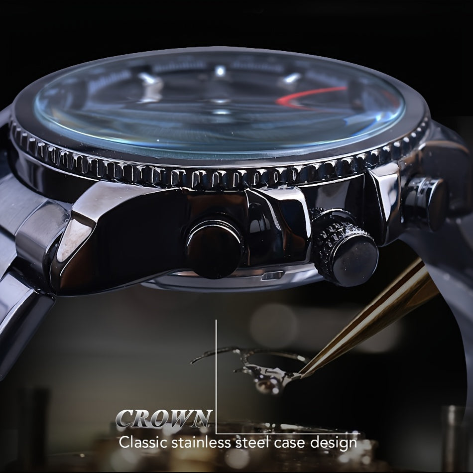 F0RSINING Men's Automatic Mechanical Watch with Calendar - Stainless Steel Band, Zinc Alloy Case, Business Style