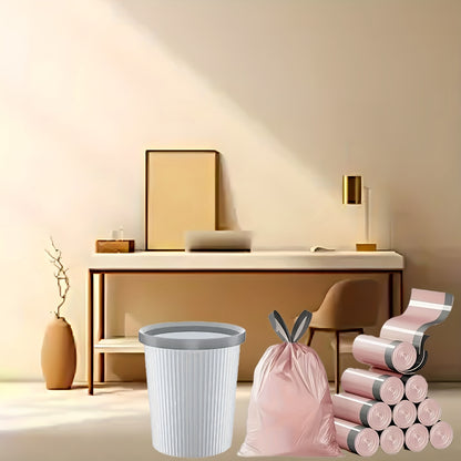 100-Pack of Durable Pink Drawstring Trash Bags - Portable Kitchen Waste Bags for Home Use