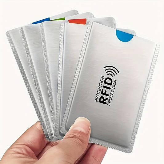 10pcs RFID Card Protectors - Advanced Shielding, Secure Anti-Slip Design, Durable Aluminum NFC Blocking Covers for ID & Bank Cards, Plastic Material, Daily Office Supplies