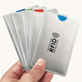 10 protectores de tarjetas RFID: blindaje avanzado, diseño antideslizante seguro, cubiertas de aluminio duraderas con bloqueo NFC para tarjetas de identificación y bancarias, material plástico, suministros de oficina diarios.