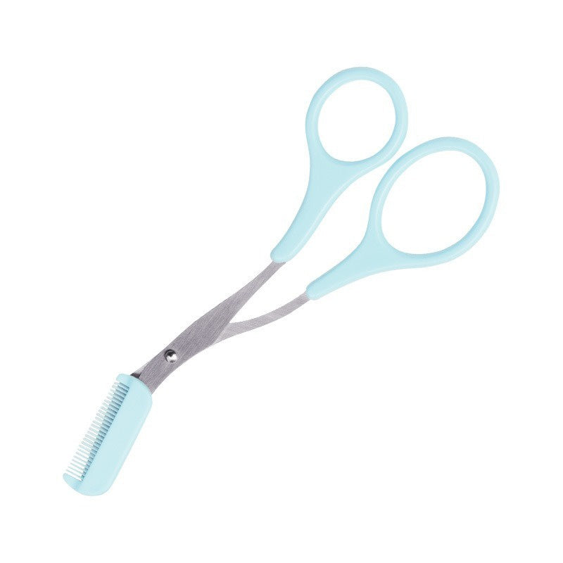 Tijera recortadora de cejas con peine para mujer y hombre, herramienta de maquillaje de acero inoxidable para depilación y modelado de cejas.