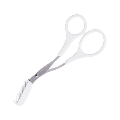 Tijera recortadora de cejas con peine para mujer y hombre, herramienta de maquillaje de acero inoxidable para depilación y modelado de cejas.