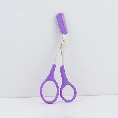 Tijera recortadora de cejas con peine para mujer y hombre, herramienta de maquillaje de acero inoxidable para depilación y modelado de cejas.