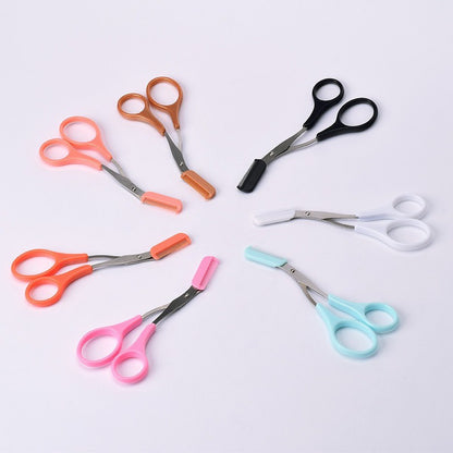 Tijera recortadora de cejas con peine para mujer y hombre, herramienta de maquillaje de acero inoxidable para depilación y modelado de cejas.