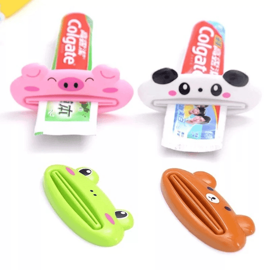 1 exprimidor de pasta de dientes, soporte de plástico con forma de animal, dispensador de pasta dental, limpiador facial, suministros de baño.