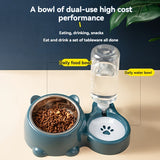 Elevated 2-in-1 Pet Feeder with Automatic Water Dispenser - Non-Slip, Tilted Stainless Steel Bowls for Cats & Dogs