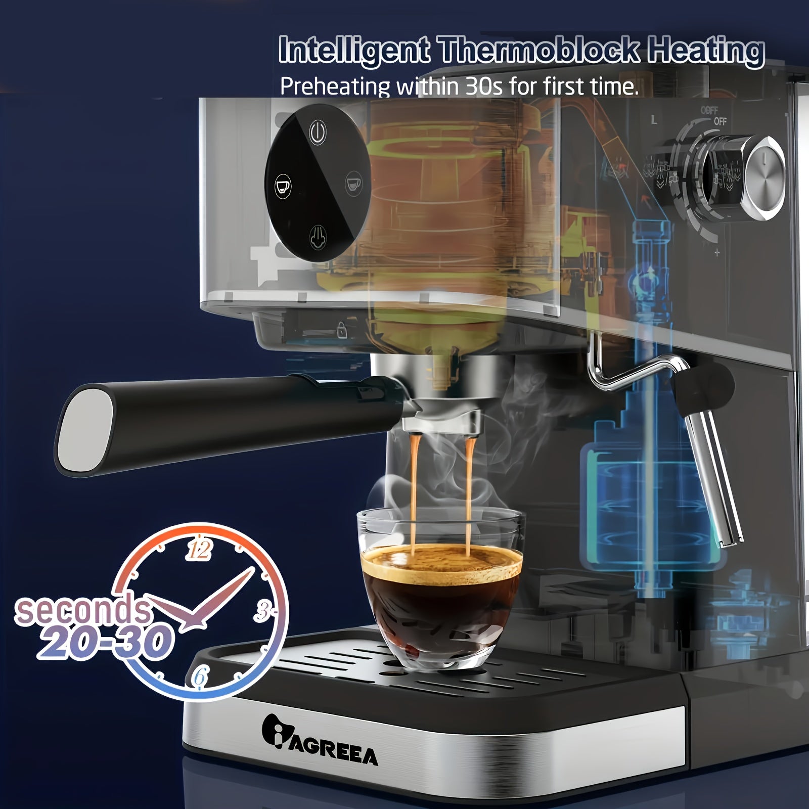 Espresso Machine, 20 Bar Expresso Coffee Machine, 1.5L Removable Water TankSemi-Automatic Coffee Machine With Steam Wand For Espresso, Latte, And Cappuccino, 1050W(FREE Add Plug Adapter)